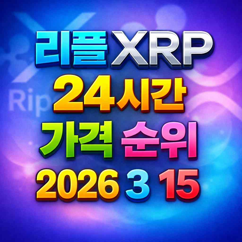 리플 XRP 24시간 가격 시세 지표 순위 2026년 3월 15일 메인 이미지 인포그래픽