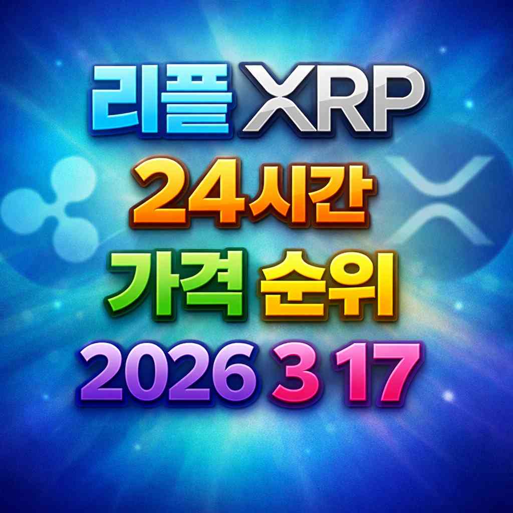 리플 XRP 24시간 가격 시세 지표 순위 2026년 3월 17일 메인 이미지 인포그래픽