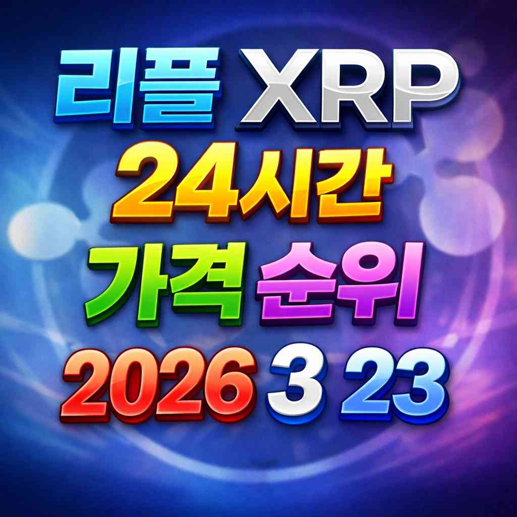 리플 XRP 24시간 가격 시세 지표 순위 2026년 3월 23일 메인 이미지 인포그래픽