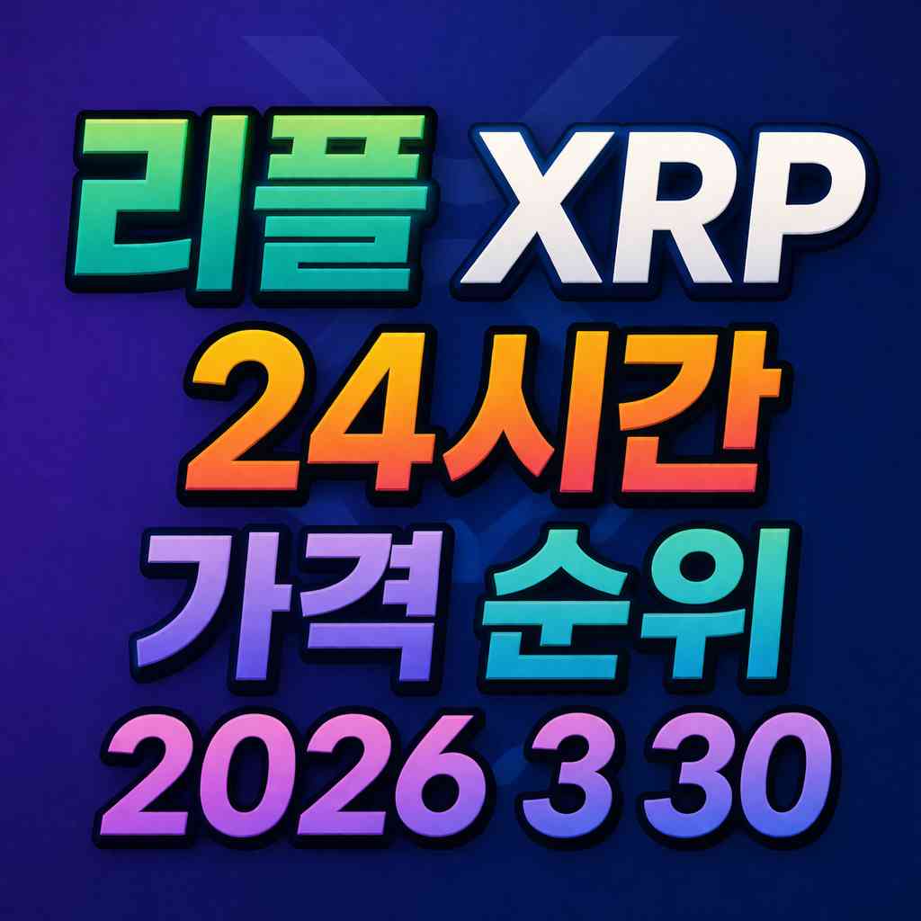리플 XRP 24시간 가격 시세 지표 순위 2026년 3월 30일 메인 이미지 인포그래픽